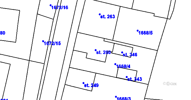 Parcela st. 250 v KÚ Tisovec, Katastrální mapa
