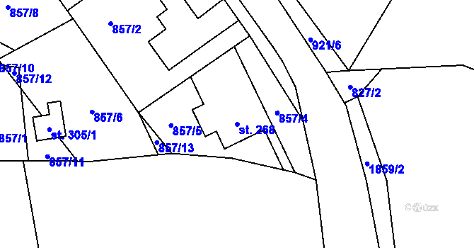 Parcela st. 268 v KÚ Tisovec, Katastrální mapa