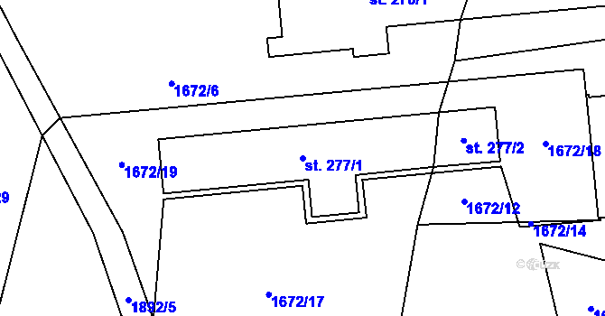 Parcela st. 277/1 v KÚ Tisovec, Katastrální mapa