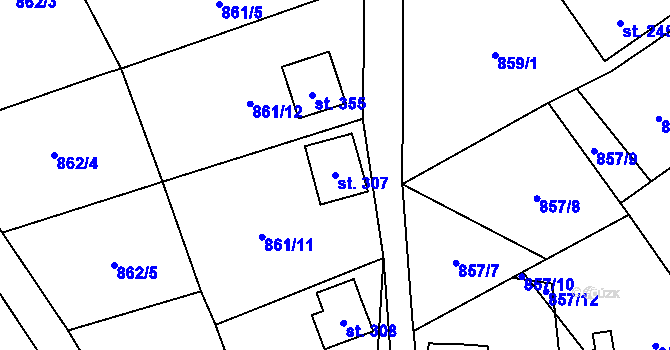 Parcela st. 307 v KÚ Tisovec, Katastrální mapa