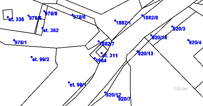 Parcela st. 311 v KÚ Tisovec, Katastrální mapa
