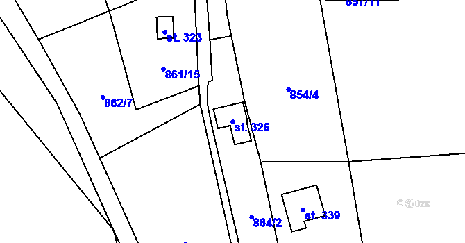 Parcela st. 326 v KÚ Tisovec, Katastrální mapa