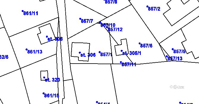 Parcela st. 857/1 v KÚ Tisovec, Katastrální mapa