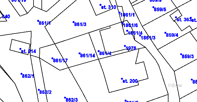 Parcela st. 861/4 v KÚ Tisovec, Katastrální mapa