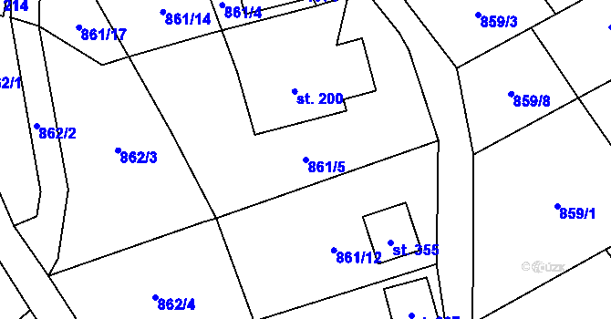 Parcela st. 861/5 v KÚ Tisovec, Katastrální mapa