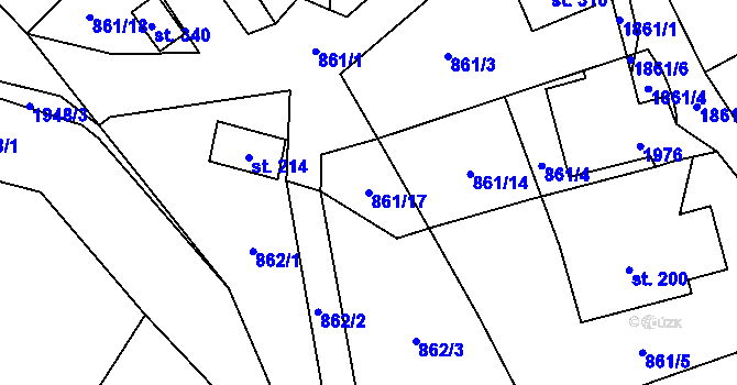 Parcela st. 861/17 v KÚ Tisovec, Katastrální mapa