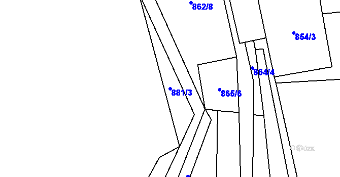Parcela st. 881/3 v KÚ Tisovec, Katastrální mapa