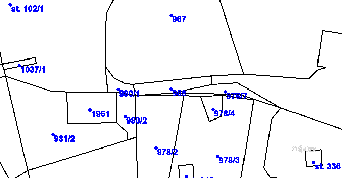 Parcela st. 968 v KÚ Tisovec, Katastrální mapa
