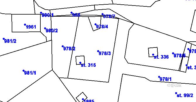 Parcela st. 978/3 v KÚ Tisovec, Katastrální mapa