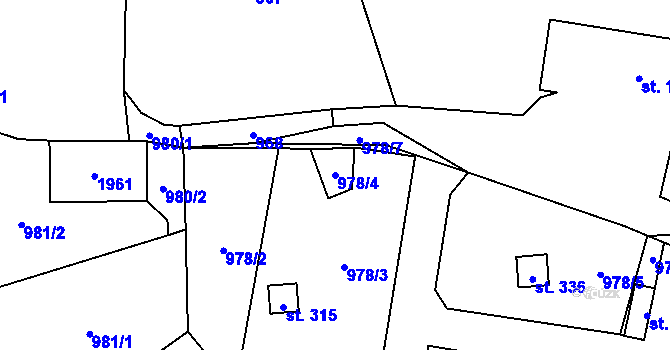 Parcela st. 978/4 v KÚ Tisovec, Katastrální mapa