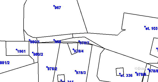 Parcela st. 978/7 v KÚ Tisovec, Katastrální mapa