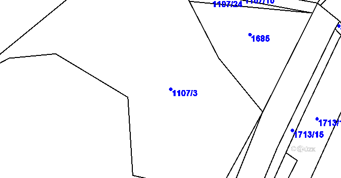 Parcela st. 1107/3 v KÚ Tisovec, Katastrální mapa