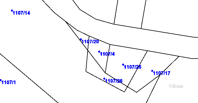 Parcela st. 1107/4 v KÚ Tisovec, Katastrální mapa