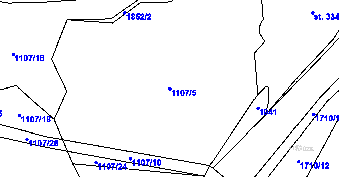 Parcela st. 1107/5 v KÚ Tisovec, Katastrální mapa