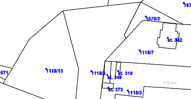 Parcela st. 1118/6 v KÚ Tisovec, Katastrální mapa
