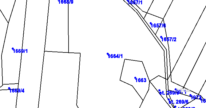 Parcela st. 1664/1 v KÚ Tisovec, Katastrální mapa