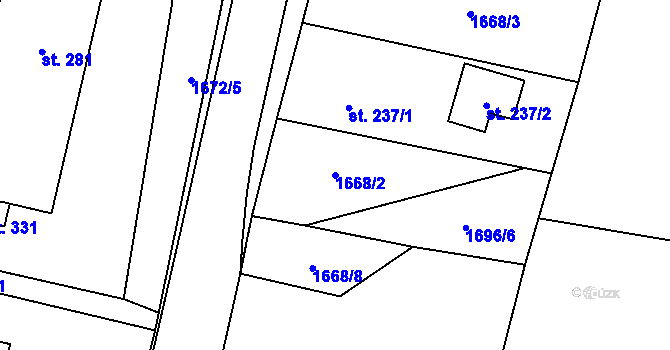 Parcela st. 1668/2 v KÚ Tisovec, Katastrální mapa