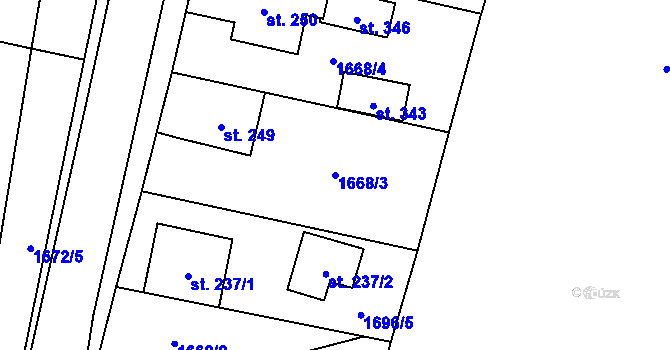 Parcela st. 1668/3 v KÚ Tisovec, Katastrální mapa