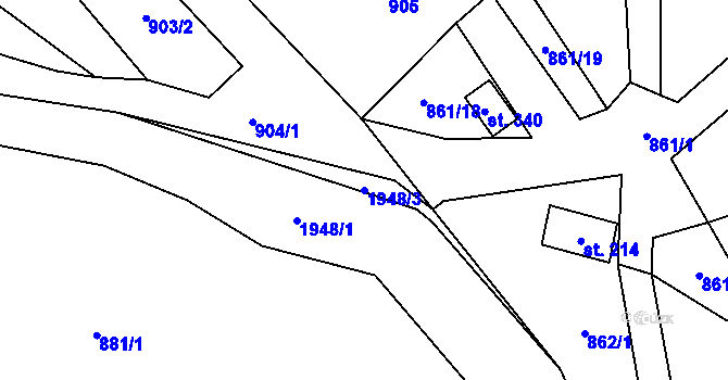 Parcela st. 1948/3 v KÚ Tisovec, Katastrální mapa