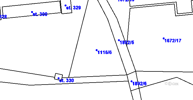 Parcela st. 1116/6 v KÚ Tisovec, Katastrální mapa