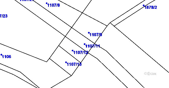 Parcela st. 1107/11 v KÚ Tisovec, Katastrální mapa