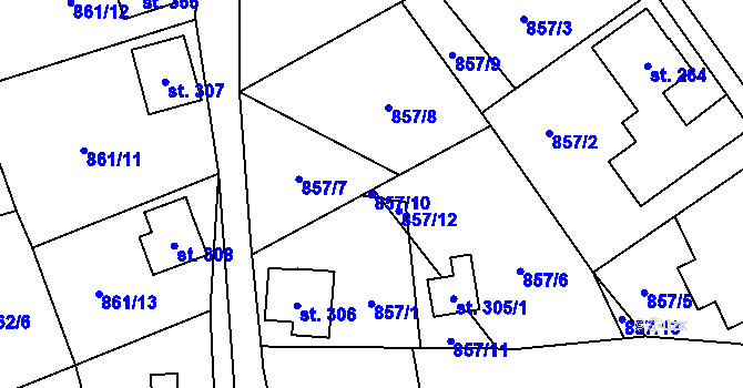 Parcela st. 857/10 v KÚ Tisovec, Katastrální mapa
