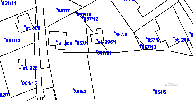 Parcela st. 857/11 v KÚ Tisovec, Katastrální mapa