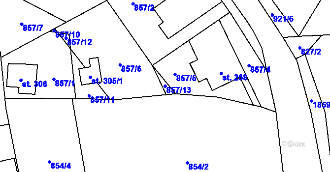 Parcela st. 857/13 v KÚ Tisovec, Katastrální mapa