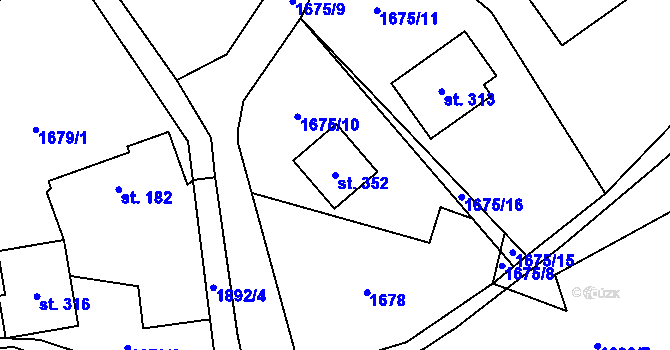 Parcela st. 352 v KÚ Tisovec, Katastrální mapa