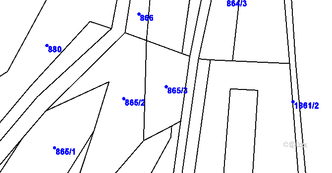 Parcela st. 865/3 v KÚ Tisovec, Katastrální mapa