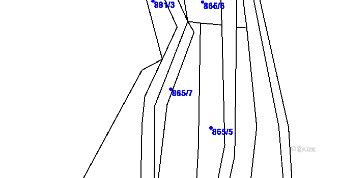 Parcela st. 865/7 v KÚ Tisovec, Katastrální mapa