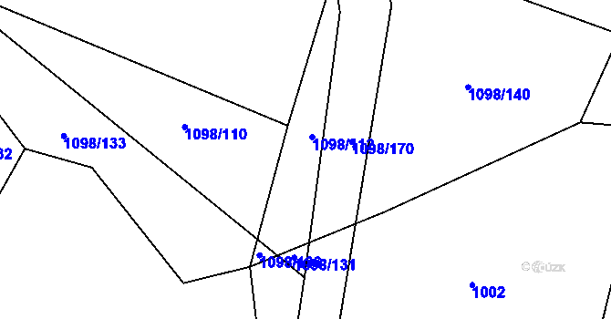 Parcela st. 1098/112 v KÚ Tisovec, Katastrální mapa
