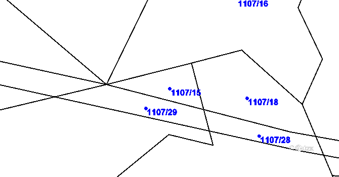 Parcela st. 1107/15 v KÚ Tisovec, Katastrální mapa