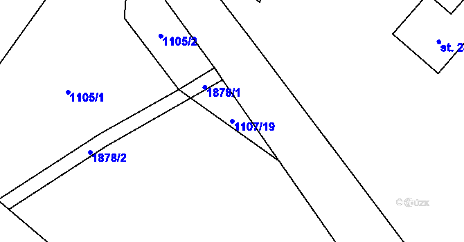 Parcela st. 1107/19 v KÚ Tisovec, Katastrální mapa