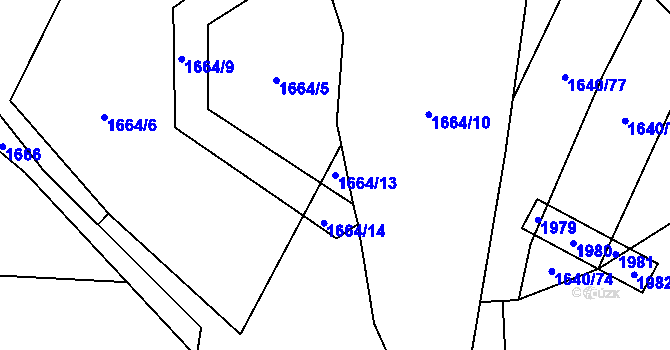 Parcela st. 1664/13 v KÚ Tisovec, Katastrální mapa