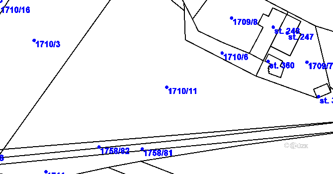 Parcela st. 1710/11 v KÚ Tisovec, Katastrální mapa