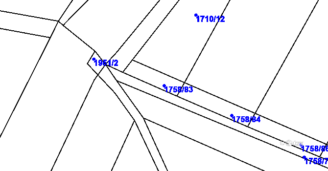 Parcela st. 1758/83 v KÚ Tisovec, Katastrální mapa