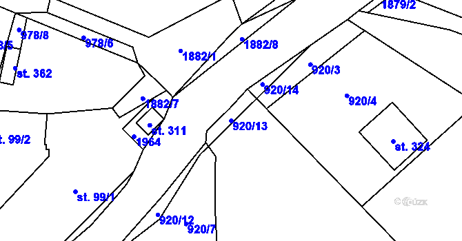 Parcela st. 920/13 v KÚ Tisovec, Katastrální mapa