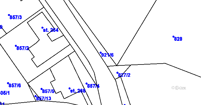 Parcela st. 921/6 v KÚ Tisovec, Katastrální mapa