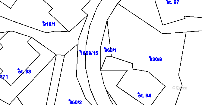 Parcela st. 1859/17 v KÚ Tisovec, Katastrální mapa