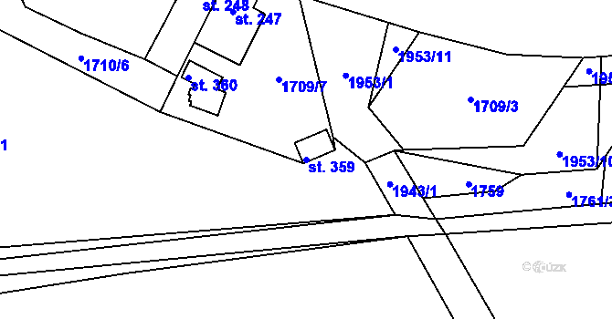 Parcela st. 359 v KÚ Tisovec, Katastrální mapa