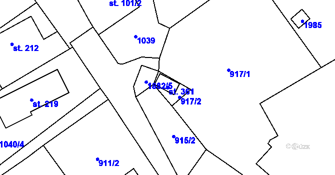 Parcela st. 361 v KÚ Tisovec, Katastrální mapa