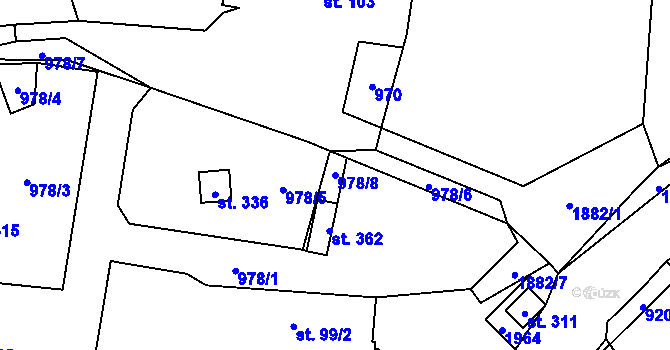 Parcela st. 978/8 v KÚ Tisovec, Katastrální mapa