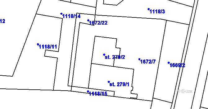 Parcela st. 279/2 v KÚ Tisovec, Katastrální mapa