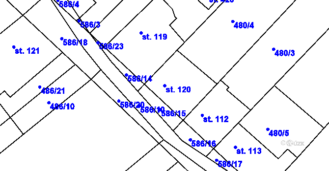Parcela st. 120 v KÚ Chrást u Tišic, Katastrální mapa