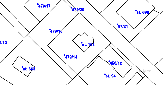 Parcela st. 164 v KÚ Chrást u Tišic, Katastrální mapa
