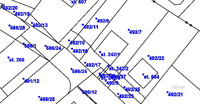 Parcela st. 242/1 v KÚ Chrást u Tišic, Katastrální mapa