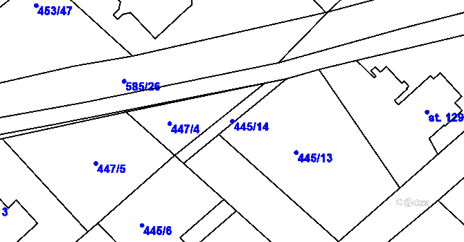 Parcela st. 445/14 v KÚ Chrást u Tišic, Katastrální mapa