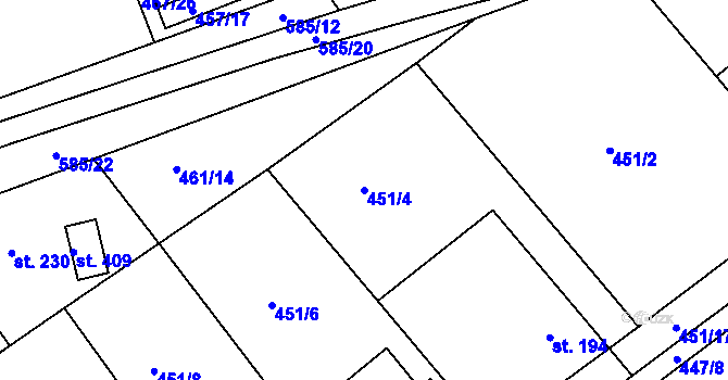 Parcela st. 451/4 v KÚ Chrást u Tišic, Katastrální mapa