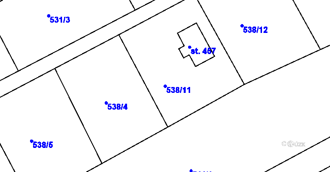 Parcela st. 538/11 v KÚ Chrást u Tišic, Katastrální mapa